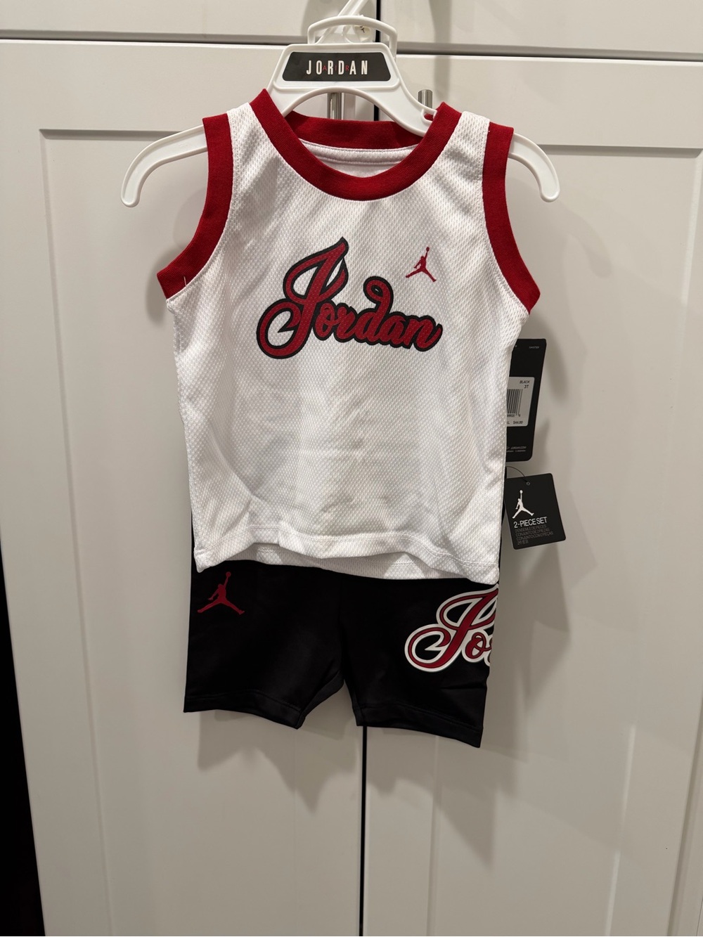 Jordan Kids White Mesh Tank with Red Trim